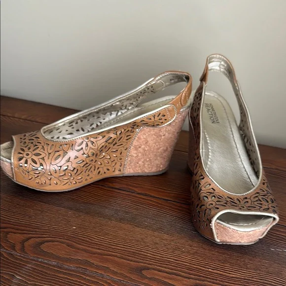 Kenneth Cole Reaction Shoes Brown Peeptoe Wedge Shoes Poshmark